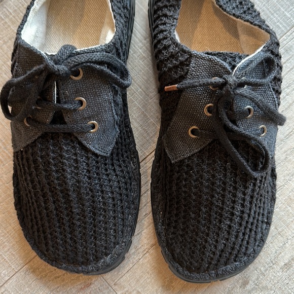 ALL HEMP Upper Rawganique Glue Free Handmade Knit Black Shoes Size 10.5-11 - Picture 5 of 10